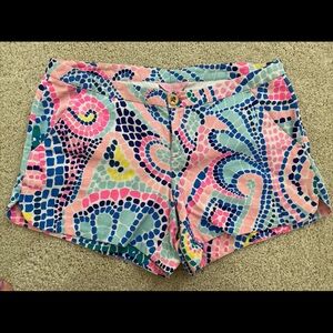 Lilly Pulitzer Pink and Blue Patterned Women's Shorts size 4